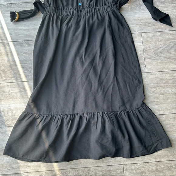 City Chic Black Sleeveless V Neck Midi Dress With Ruffles - Picture 8 of 13